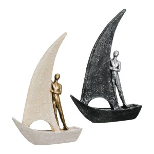 Artelibre - 05161463  FIGURE BOAT MAN MOTIF ΣΥΝΘΕΤΙΚΗ ΡΗΤΙΝΗ ΧΡΥΣΟ ΧΡΩΜΑ ΑΣΗΜΙ ΧΡΩΜΑ 2 ΠΟΙΚΙΛΙΑ 20X6X29CM 20X6X29CM