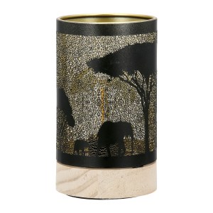 Artelibre - 05161509  ΦΑΝΑΡΙ (LED) ΚΥΛΙΝΔΡΙΚΟ ΜΟΤΙΒΟ ΕΛΕΦΑΝΤΑ ΜΕΤΑΛΛΙΚΟ ΜΑΥΡΟ D9X15CM D9X15CM