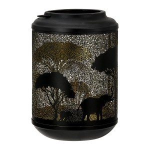 Artelibre - 05161510  ΦΑΝΑΡΙ (LED) ΚΥΛΙΝΔΡΙΚΟ ΜΟΤΙΒΟ ΕΛΕΦΑΝΤΑ ΜΕΤΑΛΛΙΚΟ ΜΑΥΡΟ D14X20CM D14X20CM