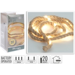 Artelibre - 06351114 ΣΧΟΙΝΙ ΜΕ 20 ΦΩΤΑΚΙΑ LED ΘΕΡΜΟ ΦΩΣ ΕΣΩΤ. ΧΩΡΟΥ ΜΠΑΤΑΡΙΑΣ 2M