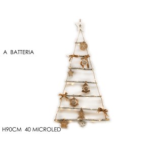 Artelibre - 06510917 ΔΕΝΤΡΑΚΙ ΣΚΑΛΑ ΜΕ ΣΤΟΛΙΔΙΑ ΦΩΤΙΖΟΜΕΝΟ 40 MICRO LED ΜΠΑΤΑΡΙΑΣ ΦΥΣΙΚΟ ΞΥΛΟ 90CM