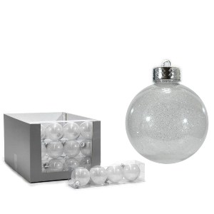 Artelibre - 06511774 ΜΠΑΛΑ ΛΕΥΚΟ ΜΕ ΑΣΗΜΙ GLITTER Φ8CM ΣΕΤ 4ΤΜΧ