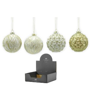 Artelibre - 06511807 ΜΠΑΛΑ ΜΕ GLITTER ΔΙΑΚΟΣΜΗΣΗ ΛΕΥΚΟ/ΧΡΥΣΟ ΓΥΑΛΙ Φ8CM ΣΕ 4 ΣΧΕΔΙΑ