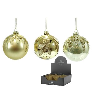 Artelibre - 06511808 ΜΠΑΛΑ ΜΕ GLITTER ΔΙΑΚΟΣΜΗΣΗ ΧΡΥΣΟ ΓΥΑΛΙ Φ10CM ΣΕ 3 ΣΧΕΔΙΑ