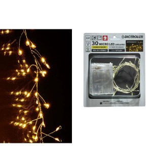 Artelibre - 06511817 30 MICROLED ΕΣΩΤ. ΧΩΡΟΥ ΘΕΡΜΟ ΛΕΥΚΟ ΦΩΣ ΔΙΑΦΑΝΟ ΚΑΛΩΔΙΟ ΜΗ ΕΠΕΚΤΕΙΝΟΜΕΝΟ IP44 ΜΠΑΤΑΡΙΑΣ 4.5V 2M
