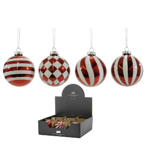 Artelibre - 06511906 ΜΠΑΛΑ ΚΟΚΚΙΝΟ/ΛΕΥΚΟ ΓΥΑΛΙ Φ10CM ΣΕ 4 ΣΧΕΔΙΑ