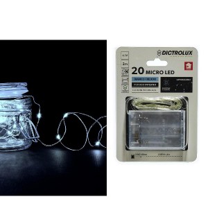 Artelibre - 06512112 20 MICROLED ΕΣΩΤ. ΧΩΡΟΥ ΨΥΧΡΟ ΛΕΥΚΟ ΦΩΣ ΔΙΑΦΑΝΟ ΚΑΛΩΔΙΟ ΜΗ ΕΠΕΚΤΕΙΝΟΜΕΝΟ ΜΠΑΤΑΡΙΑΣ 4.5V 2.5M