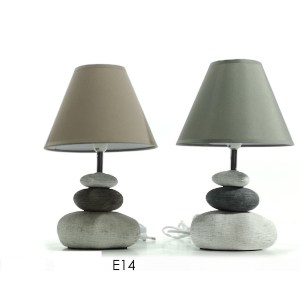 Artelibre - 06512767 ΛΑΜΠΑ ΕΠΙΤΡΑΠΕΖΙΑ ARTELIBRE ΓΚΡΙ/ΜΠΕΖ ΥΦΑΣΜΑ/ΠΕΤΡΑ 30X32CM Ε14 2ΤΜΧ ΣΕ 2 ΧΡΩΜΑΤΑ