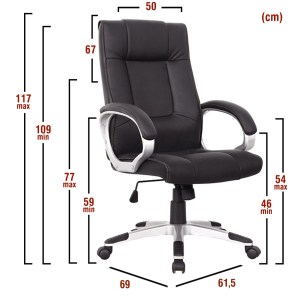 Artelibre - 14240004 ΚΑΡΕΚΛΑ ΓΡΑΦΕΙΟΥ ARTELIBRE ΡHNH ΜΑΥΡΟ PU 61.5X69X109-117CM