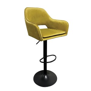 Artelibre - 14240057 ΣΚΑΜΠΟ BAR ARTELIBRE SHAND ΜΕ ΠΛΑΤΗ ΠΤΥΣΣΟΜΕΝΟ ΜΟΥΣΤΑΡΔΙ ΒΕΛΟΥΔΟ/ΜΕΤΑΛΛΟ 53X53X92-114CM