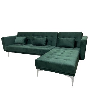 Artelibre - 14290032 ΚΑΝΑΠΕΣ ΚΡΕΒΑΤΙ ΓΩΝΙΑΚΟΣ ARTELIBRE ARION ΠΡΑΣΙΝΟ ΥΦΑΣΜΑ 244X162X84CM