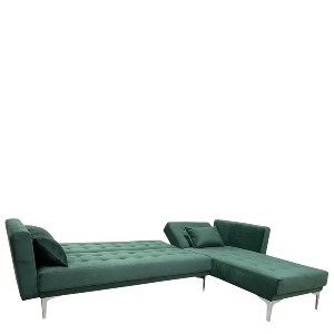 Artelibre - 14290032 ΚΑΝΑΠΕΣ ΚΡΕΒΑΤΙ ΓΩΝΙΑΚΟΣ ARTELIBRE ARION ΠΡΑΣΙΝΟ ΥΦΑΣΜΑ 244X162X84CM
