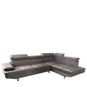 Artelibre - 14290036 ΚΑΝΑΠΕΣ ΓΩΝΙΑΚΟΣ ARTELIBRE OZMA ΓΚΡΙ ΥΦΑΣΜΑ 254X160X70CM