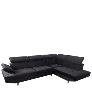 Artelibre - 14290037 ΚΑΝΑΠΕΣ ΓΩΝΙΑΚΟΣ ARTELIBRE OZMA ΜΑΥΡΟ ΥΦΑΣΜΑ 254X160X70CM
