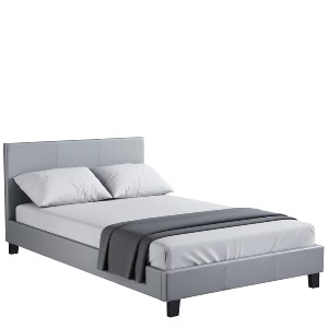 Artelibre - 14320002 ΚΡΕΒΑΤΙ ARTELIBRE AZALEA ΓΚΡΙ PU 213X131X88CM (ΣΤΡΩΜΑ 120X200CM)