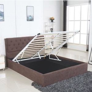 Artelibre - 14320006 ΚΡΕΒΑΤΙ ARTELIBRE ASTER ΣΚΟΥΡΟ ΚΑΦΕ ΥΦΑΣΜΑ ΜΕ ΑΠΟΘΗΚΕΥΤΙΚΟ ΧΩΡΟ 216X170.5X103CM (ΣΤΡΩΜΑ 160X200CM)