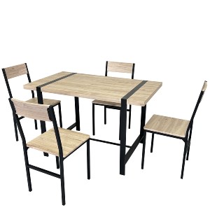 Artelibre - 14330045 ΣΕΤ ΤΡΑΠΕΖΑΡΙΑ (4+1) ARTELIBRE GUARDA ΦΥΣΙΚΟ/ΜΑΥΡΟ MDF/ΜΕΤΑΛΛΟ 120X70X75CM