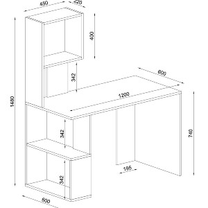 Artelibre - 14410021 ΓΡΑΦΕΙΟ-ΒΙΒΛΙΟΘΗΚΗ SIROS ΛΕΥΚΟ/ΚΑΦΕ 120X60X74/148CM