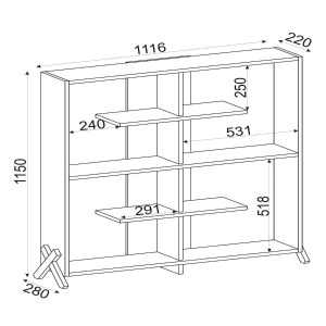 Artelibre - 14410028 ΒΙΒΛΙΟΘΗΚΗ KOS ΣΚΟΥΡΟ ΚΑΦΕ 112X22X115CM