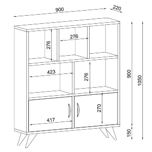 Artelibre - 14410030 ΒΙΒΛΙΟΘΗΚΗ SYMI ΛΕΥΚΟ-ΣΚΟΥΡΟ ΚΑΦΕ 90X22X105CM