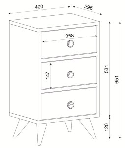 Artelibre - 14410114 ΚΟΜΟΔΙΝΟ ARTELIBRE KALYMNOS ΚΑΡΥΔΙ ΜΕ ΣΧΕΔΙΟ 40X30X65CM