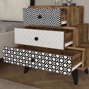 Artelibre - 14410118 ΚΟΜΟΔΙΝΟ ARTELIBRE LIDYA ΣΚΟΥΡΟ ΚΑΦΕ ΜΕ ΣΧΕΔΙΟ 60X30X57CM