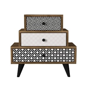 Artelibre - 14410118 ΚΟΜΟΔΙΝΟ ARTELIBRE LIDYA ΣΚΟΥΡΟ ΚΑΦΕ ΜΕ ΣΧΕΔΙΟ 60X30X57CM
