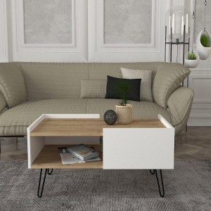 Artelibre - 14410190 ΤΡΑΠΕΖΑΚΙ ΣΑΛΟΝΙΟΥ SERIFOS ΦΥΣΙΚΟ/ΛΕΥΚΟ ΜΟΡΙΟΣΑΝΙΔΑ/ΜΕΛΑΜΙΝΗ 100X55X45CM