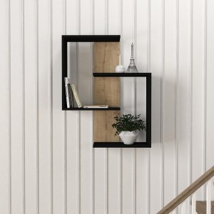 Artelibre - 14410265 ΡΑΦΙ ΤΟΙΧΟΥ ARTELIBRE AYANNA ΦΥΣΙΚΟ/ΜΑΥΡΟ ΜΟΡΙΟΣΑΝΙΔΑ/ΜΕΛΑΜΙΝΗ 72X22X90CM