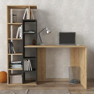 Artelibre - 14410272 ΓΡΑΦΕΙΟ-ΒΙΒΛΙΟΘΗΚΗ ARTELIBRE ARTELIBRE PRIMO SAPPHIRE/ΑΝΘΡΑΚΙ ΜΟΡΙΟΣΑΝΙΔΑ/ΜΕΛΑΜΙΝΗ 152X60X74/148CM