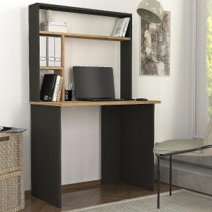 Artelibre - 14410290 ΓΡΑΦΕΙΟ-ΒΙΒΛΙΟΘΗΚΗ AMAND ΑΝΘΡΑΚΙ/ΦΥΣΙΚΟ ΜΟΡΙΟΣΑΝΙΔΑ/ΜΕΛΑΜΙΝΗ 90X52X148CM