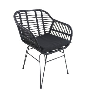 Artelibre - 14510020 ΚΑΡΕΚΛΑ ΚΗΠΟΥ ARTELIBRE ACTORIUS ΜΑΥΡΟ ΜΕΤΑΛΛΟ/RATTAN 57X53X81CM