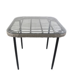 Artelibre - 14510039 ΤΡΑΠΕΖΙ ΚΗΠΟΥ ANTIUS ΓΚΡΙ/ΜΑΥΡΟ ΜΕΤΑΛΛΟ/RATTAN/ΓΥΑΛΙ 80X80X73CM