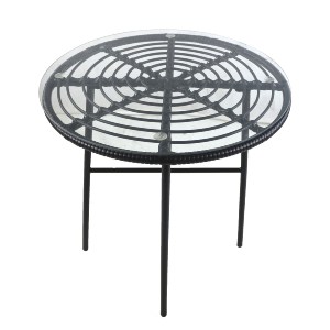 Artelibre - 14510043 ΤΡΑΠΕΖΙ ΚΗΠΟΥ ARTELIBRE APPIUS ΜΑΥΡΟ ΜΕΤΑΛΛΟ/RATTAN/ΓΥΑΛΙ 70X70X74CM