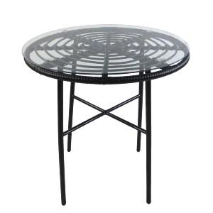 Artelibre - 14510043 ΤΡΑΠΕΖΙ ΚΗΠΟΥ ARTELIBRE APPIUS ΜΑΥΡΟ ΜΕΤΑΛΛΟ/RATTAN/ΓΥΑΛΙ 70X70X74CM