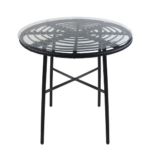 Artelibre - 14510043 ΤΡΑΠΕΖΙ ΚΗΠΟΥ ARTELIBRE APPIUS ΜΑΥΡΟ ΜΕΤΑΛΛΟ/RATTAN/ΓΥΑΛΙ 70X70X74CM