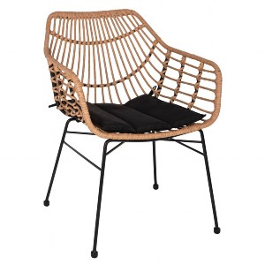 Artelibre - 14510057 ΠΟΛΥΘΡΟΝΑ ΚΗΠΟΥ ARTELIBRE AFINIUS ΦΥΣΙΚΟ/ΜΑΥΡΟ RATTAN/ΜΕΤΑΛΛΟ 58.5X60.5X80CM