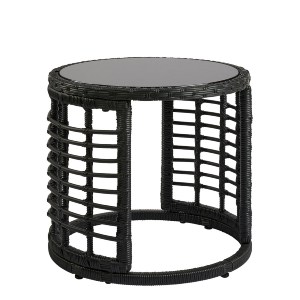 Artelibre - 14510063 ΤΡΑΠΕΖΑΚΙ ΚΗΠΟΥ ARTELIBRE AURIUS ΜΑΥΡΟ RATTAN/ΓΥΑΛΙ Φ45X40CM