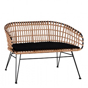 Artelibre - 14510064 ΚΑΝΑΠΕΣ ΚΗΠΟΥ ARTELIBRE ARVENIUS ΦΥΣΙΚΟ/ΜΑΥΡΟ RATTAN 124X57X77CM