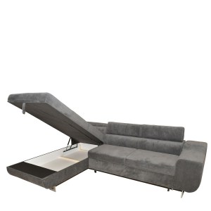 Artelibre - 14560001 ΚΑΝΑΠΕΣ ΚΡΕΒΑΤΙ ΓΩΝΙΑΚΟΣ ARTELIBRE CASABLANCA ΣΚΟΥΡΟ ΓΚΡΙ 280X203X78-93CM