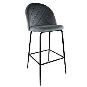 Artelibre - 14600088 ΣΚΑΜΠΟ BAR ARTELIBRE UNDERHILL ΓΚΡΙ/ΜΑΥΡΟ ΒΕΛΟΥΔΟ/ΜΕΤΑΛΛΟ 45X53X98CM