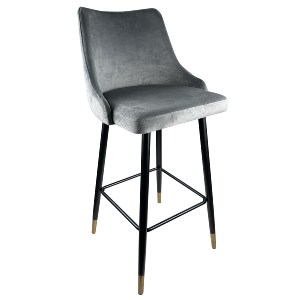 Artelibre - 14600104 ΣΚΑΜΠΟ BAR ARTELIBRE MANHATTAN ΓΚΡΙ/ΜΑΥΡΟ ΒΕΛΟΥΔΟ/ΜΕΤΑΛΛΟ 51X57X110CM