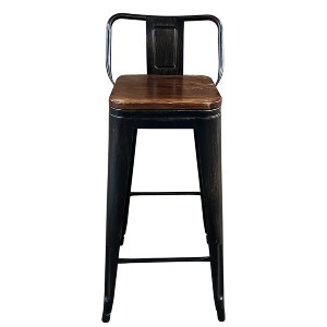 Artelibre - 14600134 ΣΚΑΜΠΟ BAR ARTELIBRE ΒΙΟΜΗΧΑΝΙΚΟΥ ΤΥΠΟΥ VINTAGE MOLERO II ΜΑΥΡΟ ΑΝΤΙΚΕ/ΚΑΦΕ ΜΕΤΑΛΛΟ/ΞΥΛΟ 44X44X94CM