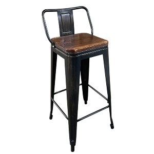 Artelibre - 14600134 ΣΚΑΜΠΟ BAR ARTELIBRE ΒΙΟΜΗΧΑΝΙΚΟΥ ΤΥΠΟΥ VINTAGE MOLERO II ΜΑΥΡΟ ΑΝΤΙΚΕ/ΚΑΦΕ ΜΕΤΑΛΛΟ/ΞΥΛΟ 44X44X94CM