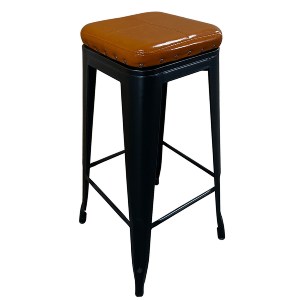 Artelibre - 14600142 ΣΚΑΜΠΟ BAR ARTELIBRE ΒΙΟΜΗΧΑΝΙΚΟΥ ΤΥΠΟΥ VINTAGE SILANO III ΜΑΥΡΟ ΜΑΤ/ΚΑΦΕ ΜΕΤΑΛΛΟ/PU 43X43X78CM