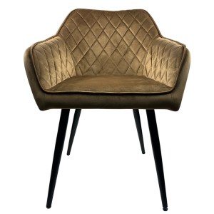 Artelibre - 14600160 ΚΑΡΕΚΛΑ ΤΡΑΠΕΖΑΡΙΑΣ ARTELIBRE FLORENCIA CAPPUCCINO/ΜΑΥΡΟ ΒΕΛΟΥΔΟ/ΜΕΤΑΛΛΟ 56X60X81CM