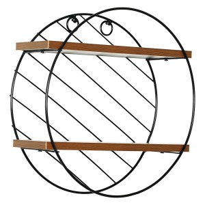 Artelibre - 14620018 ΡΑΦΙ ΤΟΙΧΟΥ SARNO ΜΑΥΡΟ/ΚΑΦΕ MDF/ΜΕΤΑΛΛΟ Φ30X11CM