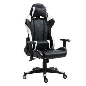 Artelibre - 14730002 ΚΑΡΕΚΛΑ ΓΡΑΦΕΙΟΥ ARTELIBRE GAMING ENNIS ΜΑΥΡΟ/ΛΕΥΚΟ PVC 70X55X122-131CM