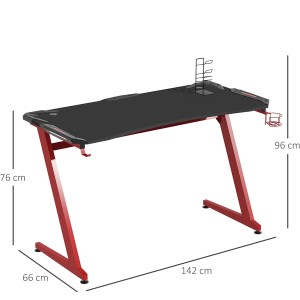 Artelibre - 14760005 ΓΡΑΦΕΙΟ GAMING ARTELIBRE LEIA ΜΑΥΡΟ/ΚΟΚΚΙΝΟ ΞΥΛΟ/ΜΕΤΑΛΛΟ 140X65X75CM