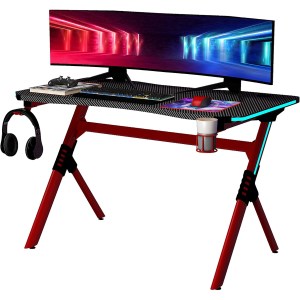 Artelibre - 14760011 ΓΡΑΦΕΙΟ GAMING ARTELIBRE VADER RGB ΜΑΥΡΟ/ΚΟΚΚΙΝΟ ΞΥΛΟ/ΜΕΤΑΛΛΟ 120X65X75CM